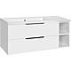 Base cabinet + cast mineral washbasin LOSSA, 2 drawers, 1 open under-sink unit, white matt