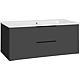 Base cabinet + ceramic washbasin LOSSA, high-gloss anthracite, 2 drawers, width 1210 mm