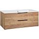 Base cabinet + ceramic washbasin LOSSA, knotty oak Cortina, 2 drawers, width 1210 mm