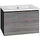 Base cabinet + washbasin ELA in ceramic, body black smt, front robinia grey decor, 610x420x510 mm