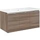 Base cabinet + washbasin ENOVI in cast mineral composite, hemp elm, 3 doors, 1060x535x510 mm