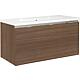 Base cabinet + cast mineral washbasin ENOVI, khaki oak, 3 doors, 1060x535x510 mm