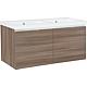 Base cabinet + washbasin EPIC in cast mineral composite, hemp elm, 2 drawers, 1210x580x510 mm