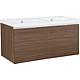 Base cabinet + washbasin EPIC in cast mineral composite, khaki oak, 2 drawers, 1210x580x510 mm