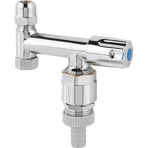 Attachment valve WAS DN10(3/8")xDN20(3/4") chrome-plated brass, with tube aerator