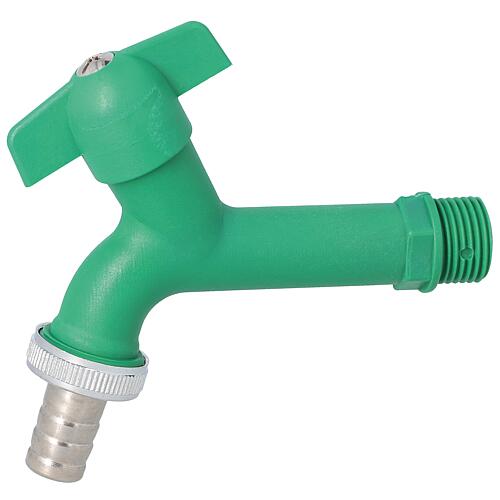 Drain cock DN15(1/2") green, polyamide, with brass upper part