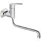 Heinrichschulte Alpha 350 wall washbasin mixer, swivel spout, projection 200 mm, chrome