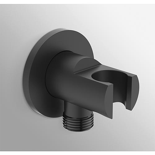 Idealrain Round wall connection elbow, with shower holder 