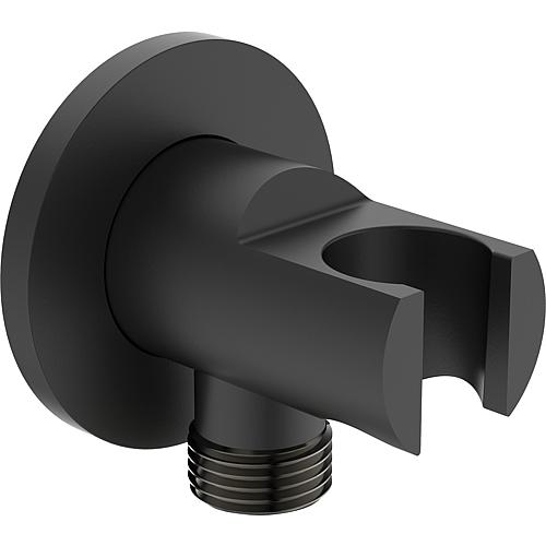 Wall connection elbow with shower holder Ideal Standard Idealrain round matt black