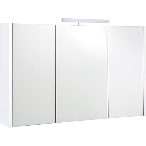 Mirrored cabinet with lighting, 3 doors, white high gloss, 1000x700x155mm