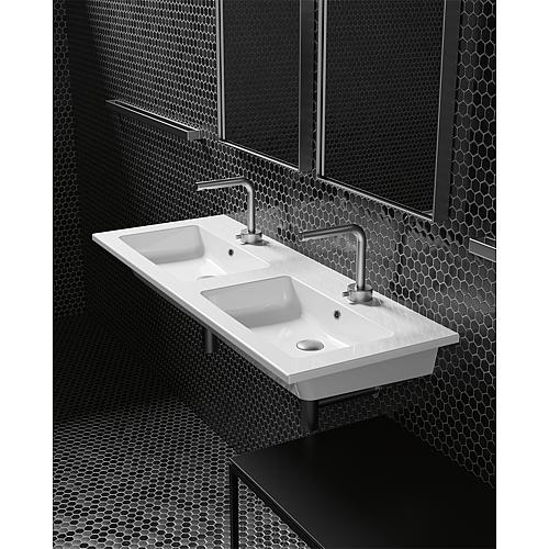 Double washbasin, Lipuda, W x H x D: 1210x150x460 mm, 2 tap holes, ceramic, white