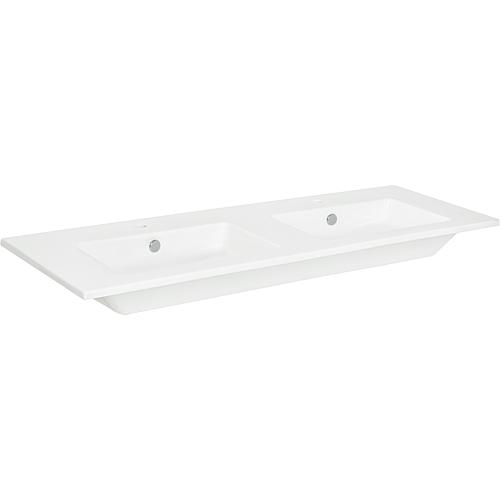 Double washbasin, Lipuda, W x H x D: 1210x150x460 mm, 2 tap holes, ceramic, white