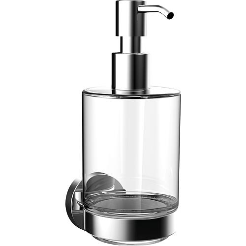Distributeur de savon emco round, partie en verre satiné, chrome