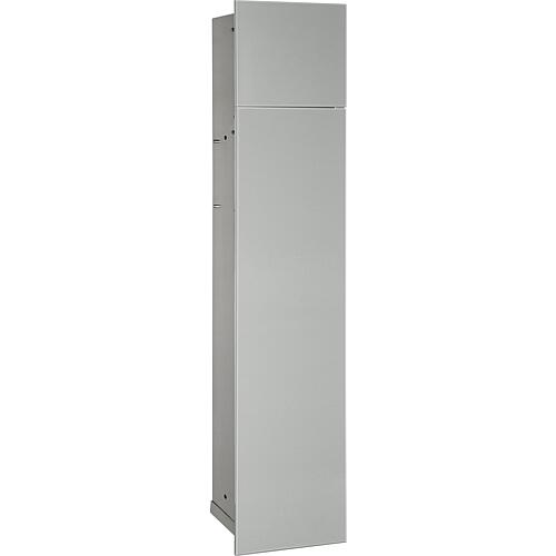 Niche à encastrer en inox pour WC, fermée 800, 2 portes vitrées, blanc