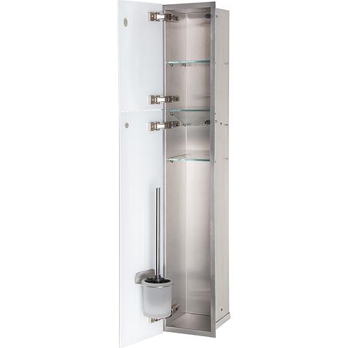 Niche à encastrer en inox pour WC, fermée 950, 2 portes vitrées, blanc Standard 9