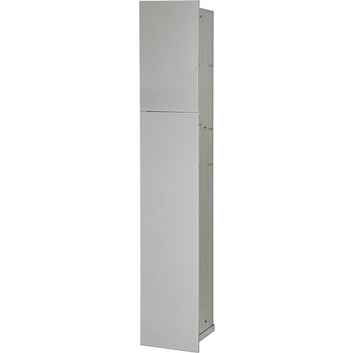 Niche à encastrer en inox pour WC, fermée 950, 2 portes vitrées, blanc