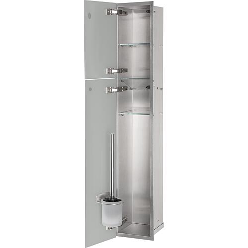 Niche à encastrer en inox pour WC, fermée 950, 2 portes vitrées, blanc Standard 11