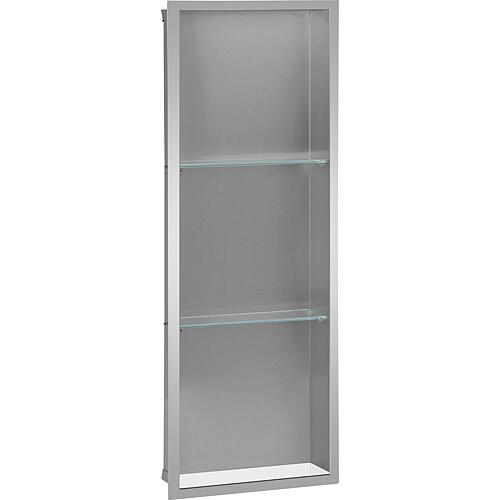Stainless steel wall installation niche, open 900, 2 glass shelves Standard 1