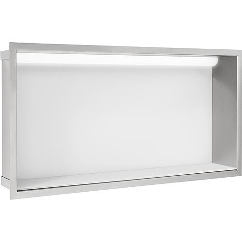 Wall niche with LED lighting WxHxD: 624x324x150 mm white glass rear panel