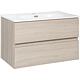 Base cabinet + washbasin Kora, ceramic, Rousseau elm, 2 drawers, 805x516x470 mm