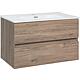Base cabinet + washbasin Kora, ceramic, Nabucco oak, 2 drawers, 805x516x470 mm