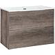 Base cabinet + washbasin Bali in cast mineral composite, chateau oak, 2 drawers, 810x620x460 mm