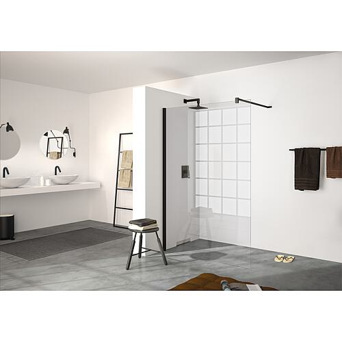 Walk-in glass shower screen Hüppe modular with wall profile set, WxHxD:1090-1110x2000x6 mm ETC Black Edition