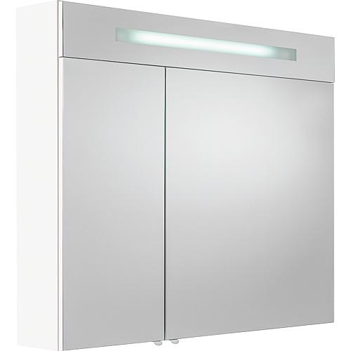 Mirror cabinet w. illum. trim, high-gloss white, 2 doors, 900x740x160 mm