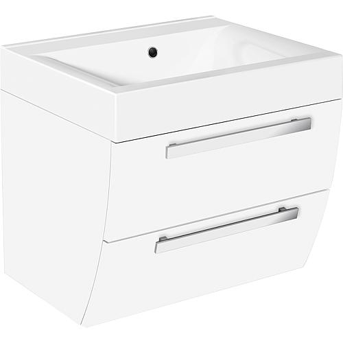 Base cabinet + cast mineral washbasin ENNA, matt white, 2 drawers, 600x544x500 mm