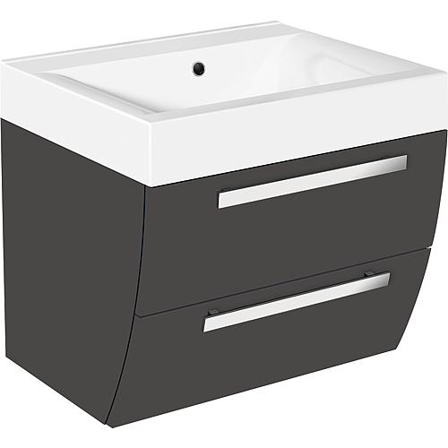 Base cabinet + cast mineral washbasin ENNA, matt anthracite, 2 drawers, 600x544x500 mm