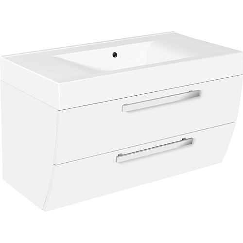 Base cabinet + cast mineral washbasin ENNA, matt white, 2 drawers, 900x544x500 mm