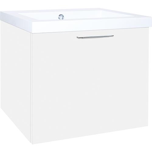 Washbasin base cabinet Ekry with washbasin made of cast mineral composite, with 1 front drawer Standard 1