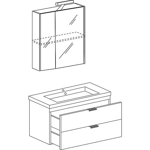 Bathroom furniture set EPIL series MBF hemp elm, 2 drawers width 710 mm