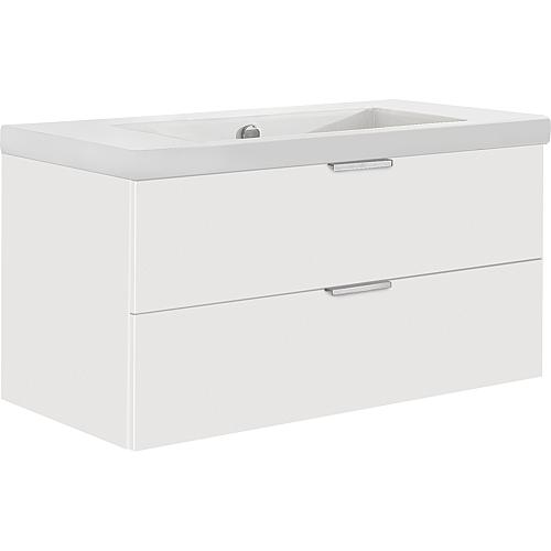 Meuble sous vasque + vasque en céramique EPIL blanc mat 2 tiroirs 860x550x510mm