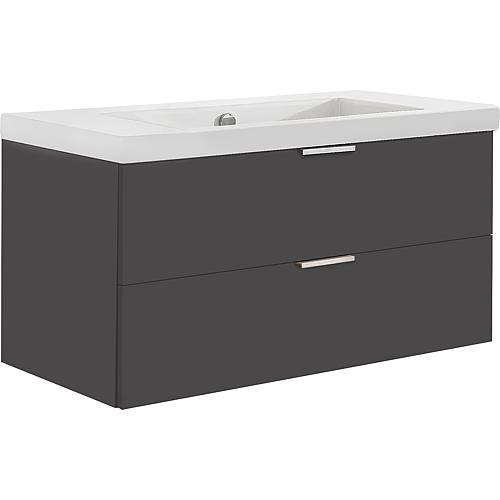 Base cabinet + ceramic washbasin EPIL high-gloss anthracite 2 drawers 860x550x510 mm