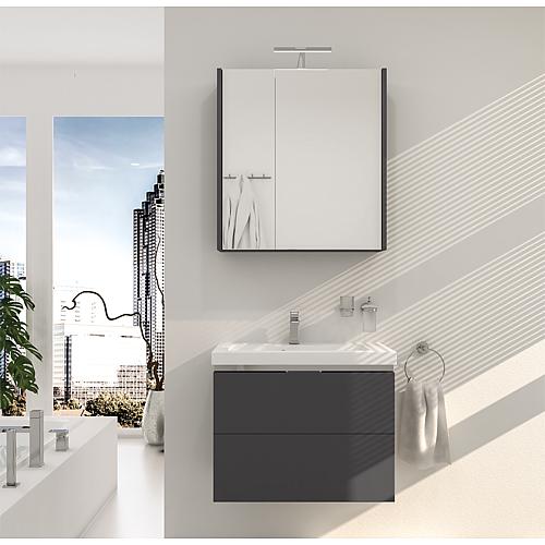 Ensemble de meubles de salle de bains EOLA anthracite mat Largeur 700mm 2 tiroirs