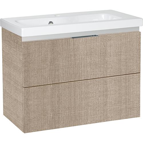 Eola washbasin base cabinet with ceramic washbasin, width 710 mm, with 2 front drawers Standard 3