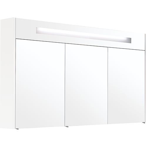 Mirror cabinet w. illum. trim, high-gloss white, 3 doors, 1200x750x188 mm