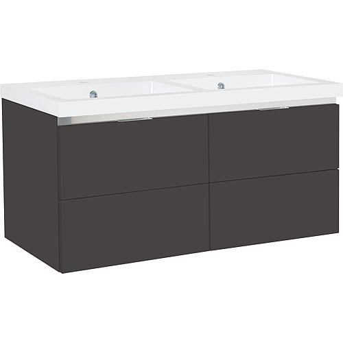 Base cabinet + cast mineral washbasin EPIC, high-gloss anthracite, 4 drawers, 1210x580x510 mm