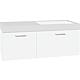 Base cabinet + washbasin EMPI in cast mineral composite, high-gloss white, 2 drawers, 1205x534x508 mm