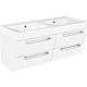 Base cabinet + cast mineral washbasin ENNA, matt white, 4 drawers, 1200x544x500 mm