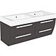 Base cabinet + cast mineral washbasin ENNA, matt anthracite, 4 drawers, 1200x544x500 mm