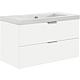 Washbasin base cabinet with washbasin made of ceramic, 860 mm width, 2 front drawers Standard 1