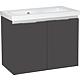 Base cabinet + ceramic washbasin EOLA, matt anthracite, 2 doors, 710x580x380 mm