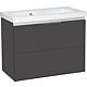 Base cabinet + ceramic washbasin EOLA, matt anthracite, 2 drawers, 710x580x380 mm