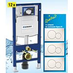 12 x Geberit Duofix for wall-mounted WC, 1120 mm + 3 x free push plates Sigma 01
