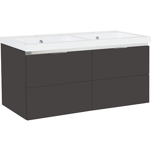 Epic washbasin base cabinet with double washbasin made of cast mineral composite, with 4 front drawers Standard 2