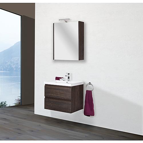 Bathroom furniture set ELAI series MBO dark Sherwood oak decor width 600 mm, 2 drawers