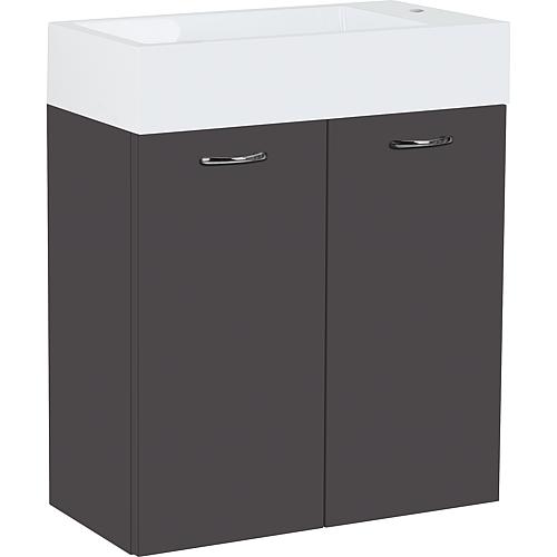 Base cabinet + cast mineral washbasin ENISAR, high-gloss anthracite