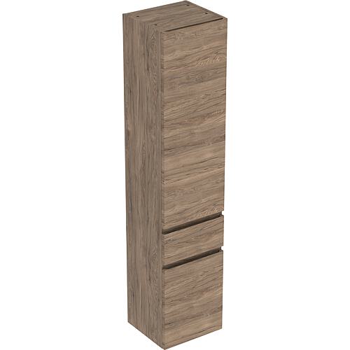 Tall cabinet Geberit Renova Plan, 2 doors, 1 drawer, 390x1800x360 mm walnut hickory